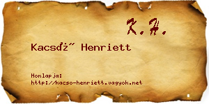 Kacsó Henriett névjegykártya